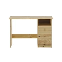 Möbilia Bureau | 3 tiroirs, 1 compartiment ouvert | Pin massif | L 110 x P 54 x H 73 cm | Naturel - beige Bois massif 19020014_0
