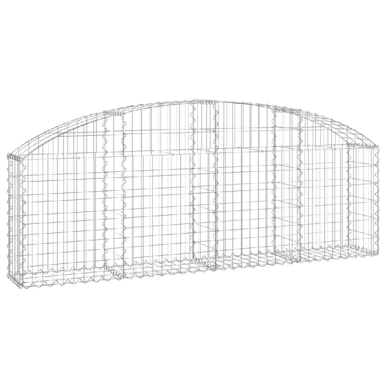 Panier de gabions clôture cage mur de soutènement arqué 200 x 30 x 60/80 cm fer galvanisé Argent 02_0040013 - métal 3000218916657