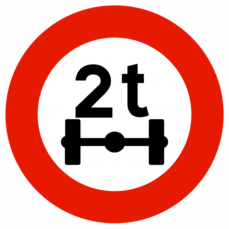 Panneau d'interdiction B13a - Limitation de poids par essieu personnalisable_0