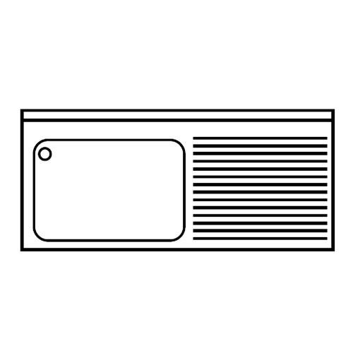 Plonge inox 1 bac sur support avec étagère - P 500 mm - à gauche_0