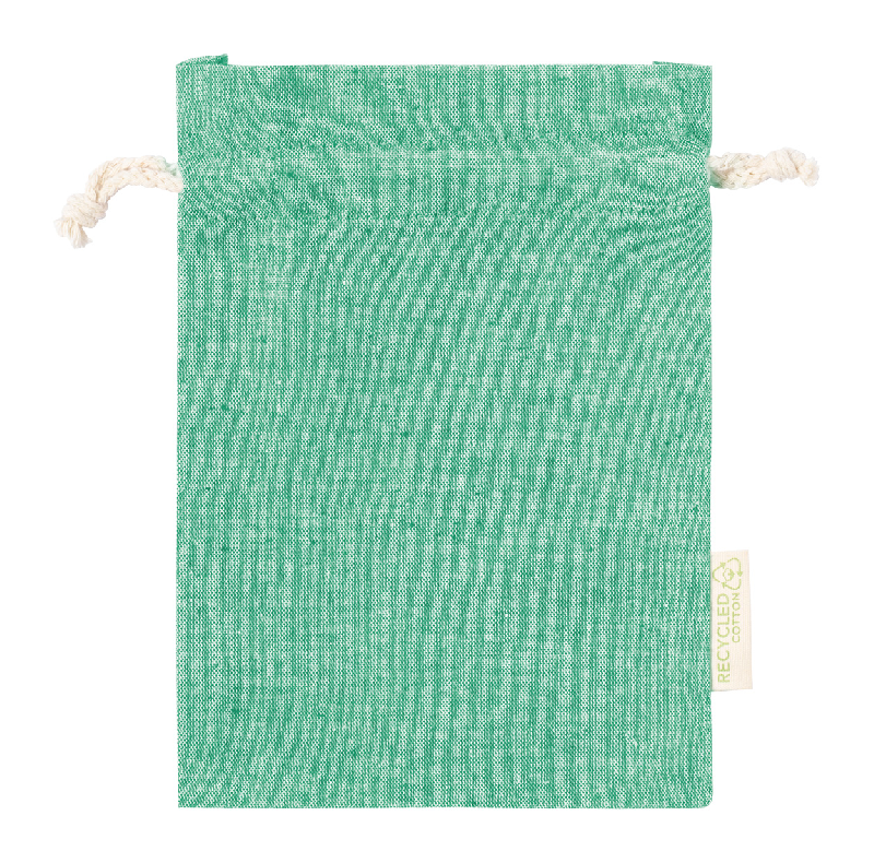 Sac à provisions en coton recyclé - fermeture à cordon - 120 g/m² - couleur vert - 20 g_0