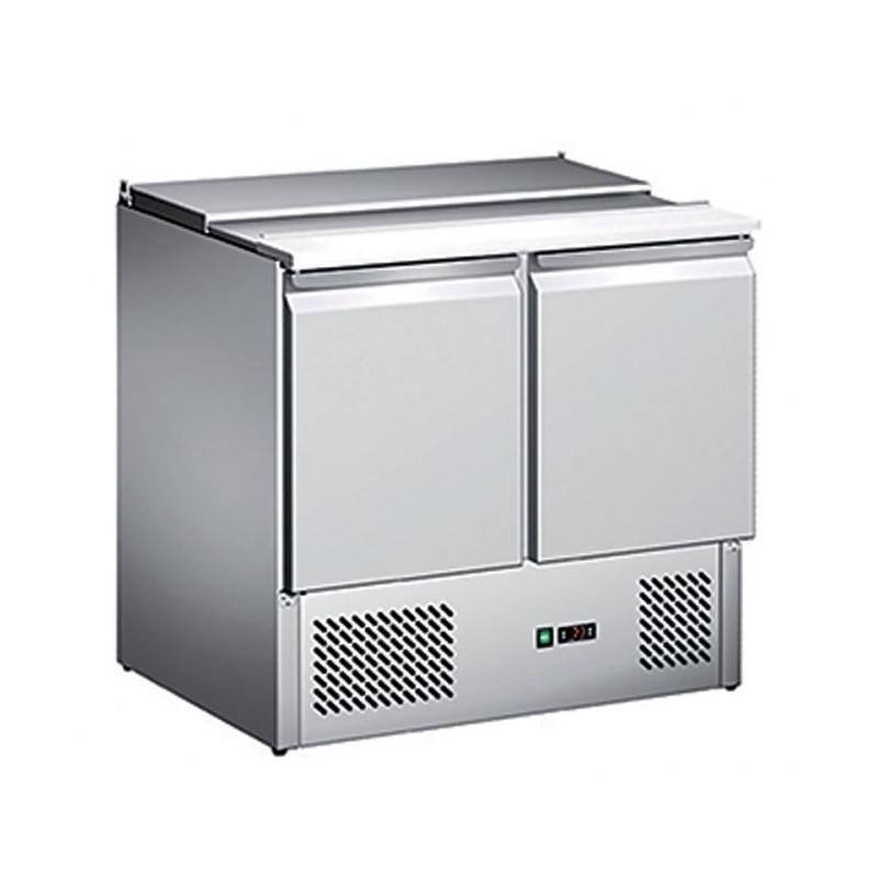 Saladette réfrigérée inox - 2 portes + couvercle télescopique -bacs gn 1/1 - - AAS900_0