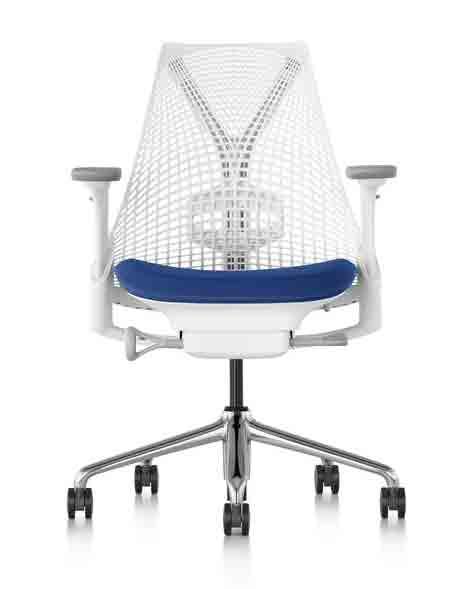 SAYL / FAUTEUIL DE BUREAU AVEC SUPPORT LOMBAIRE DOSSIER BLANC ASSISE BLEU_0