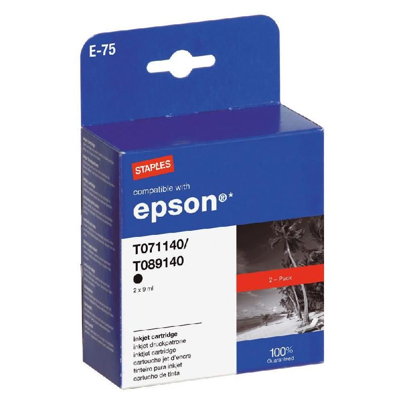 STAPLES CARTOUCHE D'ENCRE COMPATIBLE T0711 / T0891 N (7366075) - TWIN PACK - COMPATIBLE: EPSON - COULEUR: NOIR (LOT DE 2 CARTOUCHES)