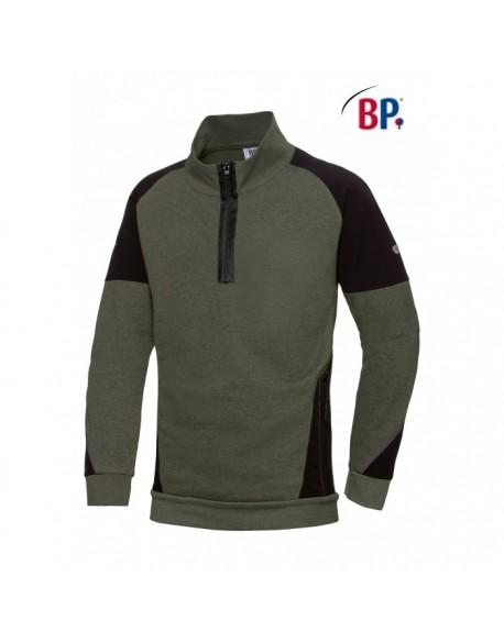 Sweat col zippé BP + Green - empiècements stretch robustes - bandes réfléchissantes - SWe0017_0