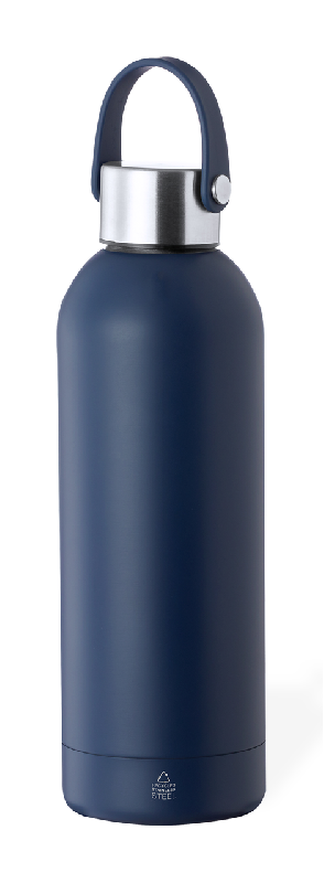 Thermos - Gourde isotherme double paroi en acier inoxydable recyclé - 500 ml - Bleu foncé_0