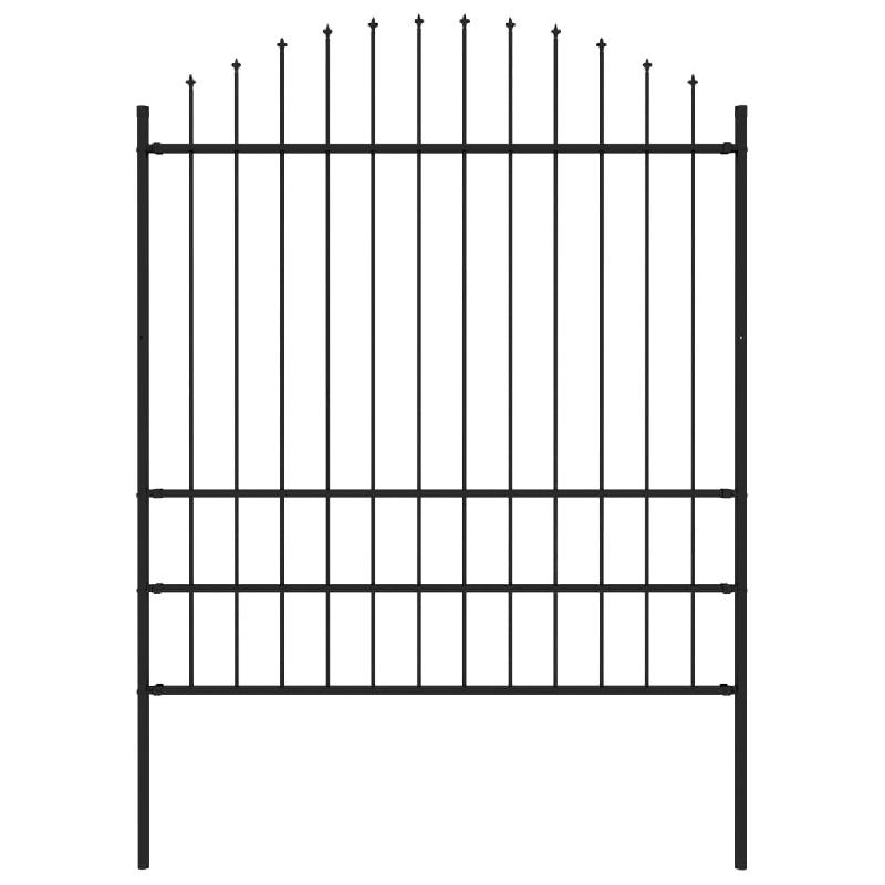 Vidaxl clôture de jardin avec dessus en lance acier 1,7 m noir 144945_0