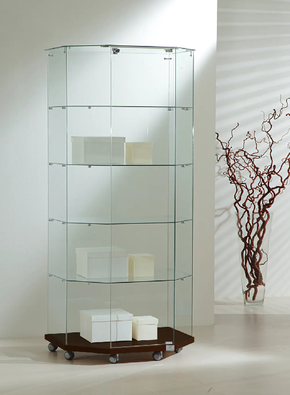 Vitrine hexagonale tout verre 8/18tva - wengé_0