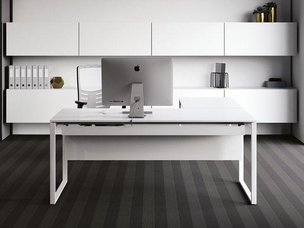 Bureau droit professionnel individuel Pop Square Frezza - Dimensions L140/160/180/200 x P80 cm - Trappe passe câbles - Garantie 3 ans_0
