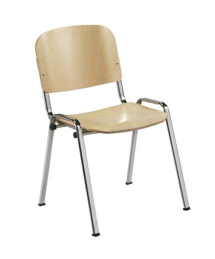 Chaise empilable Iso Collectivité - Hêtre et Chrome - Référence 8510 CP S - Fabrication Française_0