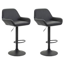 CLP Lot de 2 tabourets de bar Braga en Similicuir Noir /Noir - noir polyester 312974_0