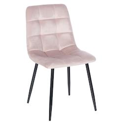 Décoshop26 - Chaise de salle à manger x1 coutures forme carrées en velours rose clair pieds en métal noir 10_0001958 - noir 3000250764032_0