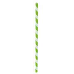ECOLOMIQUE - 25 Pcs - Chalumeau papier vert citron/blanc - Parfait pour déco et événements - ECO8NPCHP21LIME - vert papier ECO8NPCHP21LIME_0