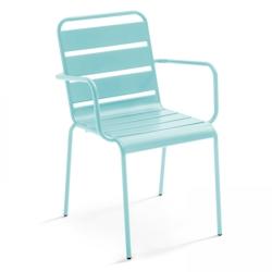 Oviala Business Fauteuil en métal turquoise - bleu acier 109806_0