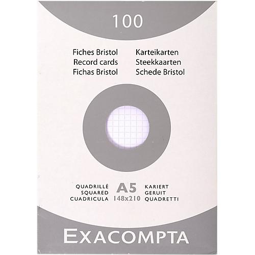 FICHES  BRISTOL  QUADRILLÉES EXACOMPTA 148/210 BLANC - 100 UNITÉS