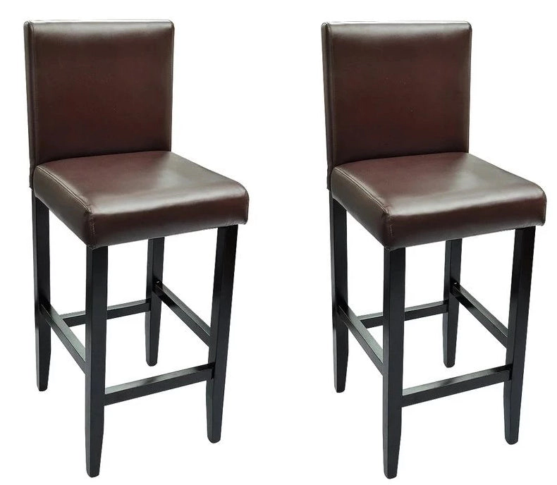 Helloshop26 - Lot de deux tabourets de bar design chaise siège cuir synthétique marron 1202096 - 3002333351757_0