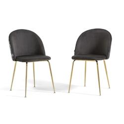 RATTATAN Lot de 2 chaises en velours décoratif d’intérieur, pieds en métal, design élégant pour cuisine, salle à manger, bar ou restaurant –_0