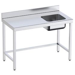 Table de chef 1 évier à droite - 1600x700x850 mm - 1M6107RD Eurast - inox 1M6107RD_0