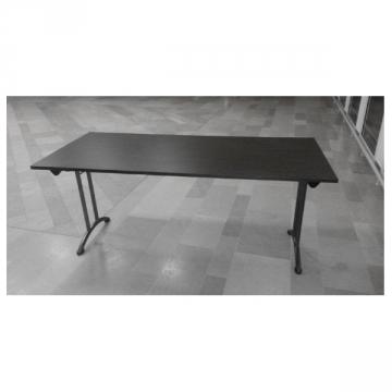 Table pliante Célia - Plateau wengé et pieds noirs - 180x80 cm_0