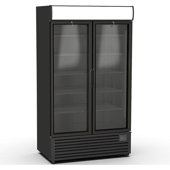 Vitrine réfrigéré positive professionnelle noire verticale 1140 litres avec 2 portes en verre - BFD0024_0