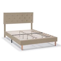 VS Venta-stock Cadre de lit rembourré Rosi 30 cm, 150x190 cm, Beige - beige polyester I24037_0