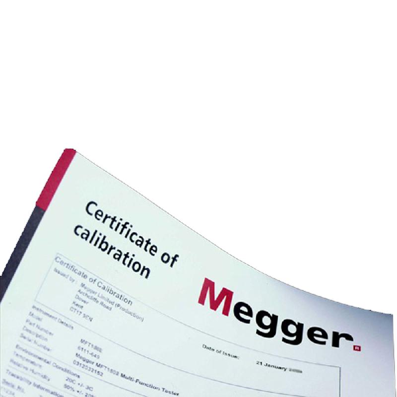 1000-367 - Certificat d'étalonnage avec relevés de mesures - Marque MEGGER_0