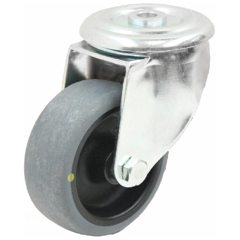 Roulette pivotante de 100 mm avec caoutchouc thermoplastique gris conducteur d'électricité sur le po_0