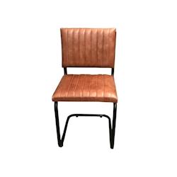 Antic Line Créations Chaise en cuir cognac, L43 X P 53X H 89, Anticline Créations - marron cuir 3701345006203_0