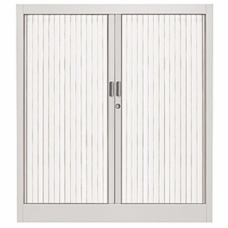 ARMOIRE MÉTAL CLASSTOUT COLOR - A RIDEAUX - L. 90 X H. 100 CM - CORPS ALUMINIUM  - RIDEAUX BLANC