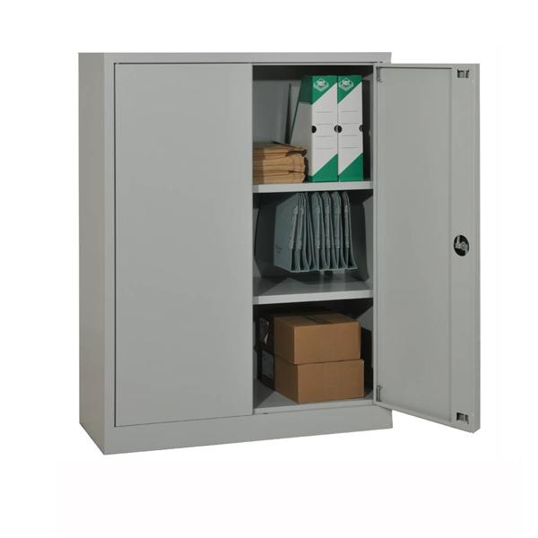 Armoire métallique à portes battantes - H120 x L92 x P42 cm - Structure monobloc en acier laqué - 2 tablettes réglables_0