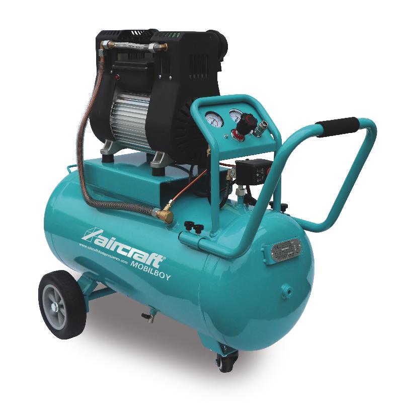 Compresseur mobile silencieux sans huile cuve 90 L 1,55 kW / 2,10 Ch 320 L/min 8 bars 230V Aircraft MOBILBOY SIL 320/90_0