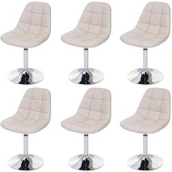 Décoshop26 - 6x chaises de salle à manger en synthétique crème pied chromé pivotant CDS04621 - 3000413652329_0