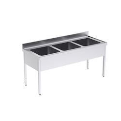 Distform Plonge en Inox avec Bâti 3 Bacs Grande Capacité Gamme 700 - 0641094874391_0