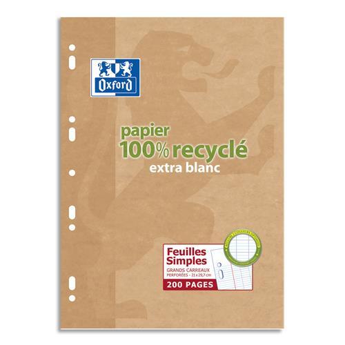 Fiches bristol perforées - 30 feuilles A5 14.8 x 21 cm - 210 g/m² - Petits  carreaux - Bristol 2.0 - Oxford - Rouge