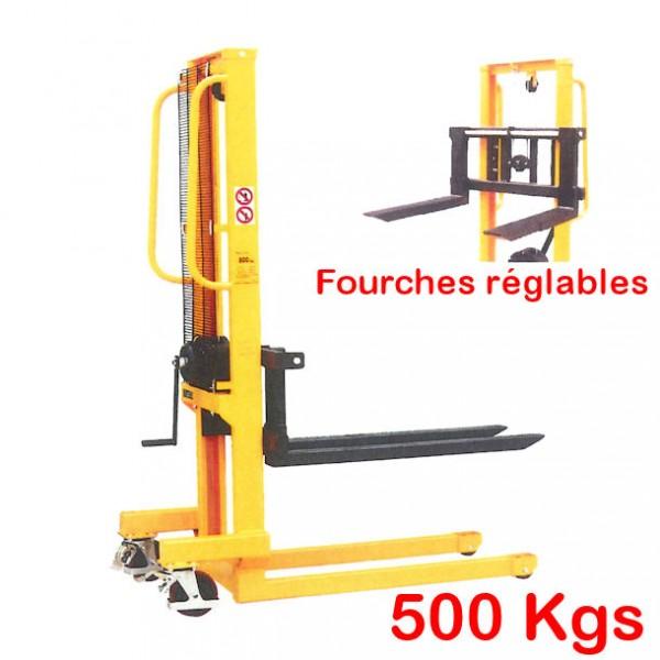 Gerbeur manuel à manivelle WINCH - capacité 250 et 500 kg - levée jusqu'à 1500 mm - Marque Rolléco_0
