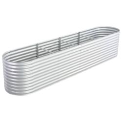 Helloshop26 - Jardinière lit surélevé plantes fleurs jardin 400 x 80 x 81 cm acier galvanisé argenté 02_0001052 - 3000073991530_0