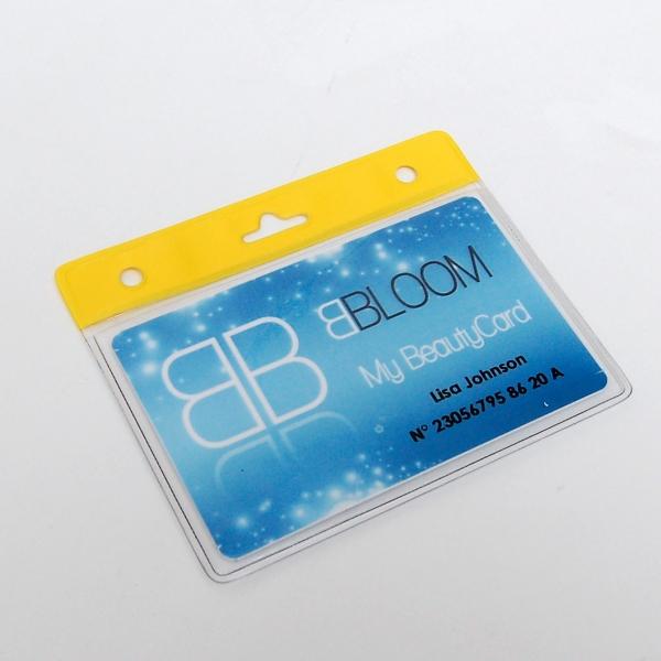 IDS 35 - Porte-badge PVC transparent avec bandeau couleur renforcé - Jaune_0