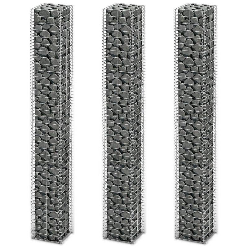 JEU DE PANIER DE GABION 3 PCS FIL GALVANISÉ 25 X 25 X 197 CM - VIDAXL