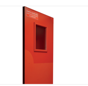 Porte coupe-feu bois 1 vantail - 30 mn ou 60 mn - EI30 ou EI60 - Oculus rond ou rectangulaire - Joint anti-pince doigts - Barre antipanique_0