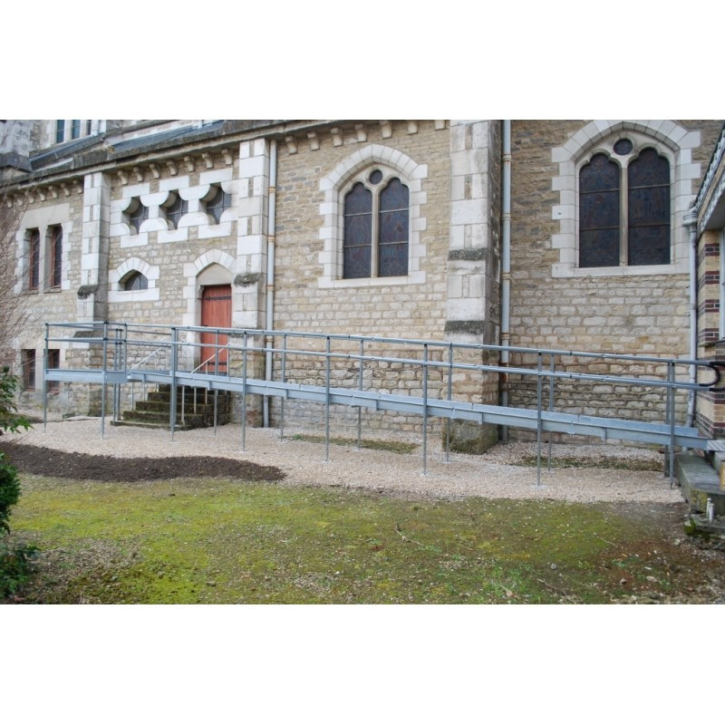 Rampe d'accès modulaire - acier soudé, anti-corrosion, norme ERP - adaptable PMR_0