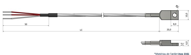 Sonde de résistivité - OEillet renforcé PS02 - Résistance de surface Pt100/Pt500/Pt1000_0
