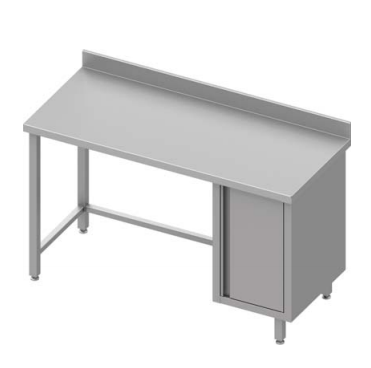 Table de travail inox adossée avec placard  à droite sans étagère 1400x700x900 - 930497140_0