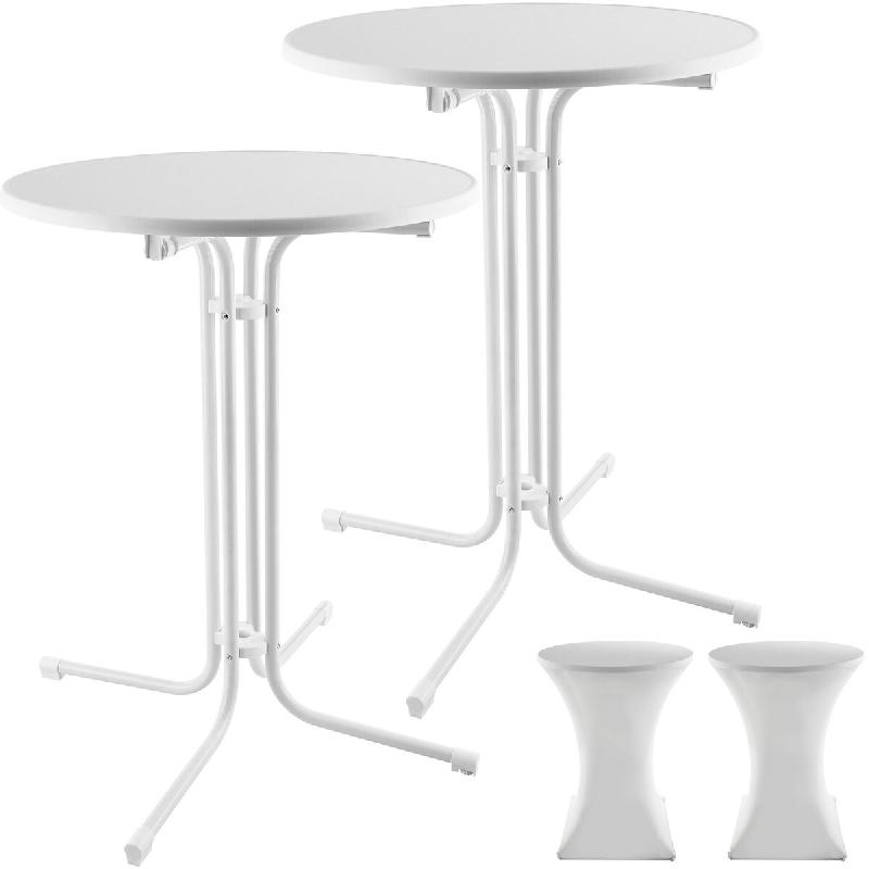 TecTake GmbH tectake Table haute EREN pliable avec housse 90x110 cm  blanc - 406580 - blanc multi-matériau 406580_0