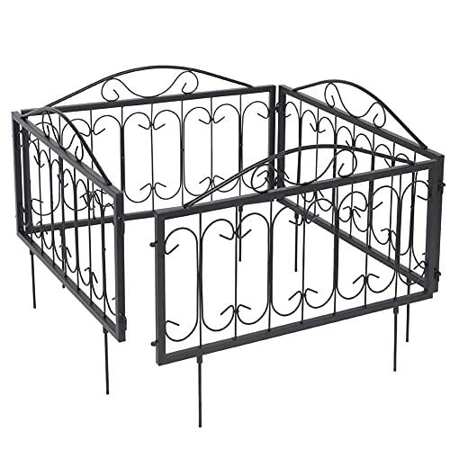 Bakaji - Bordure de jardin en métal noir - 4 panneaux décorés flexibles - Longueur totale 225 cm_0