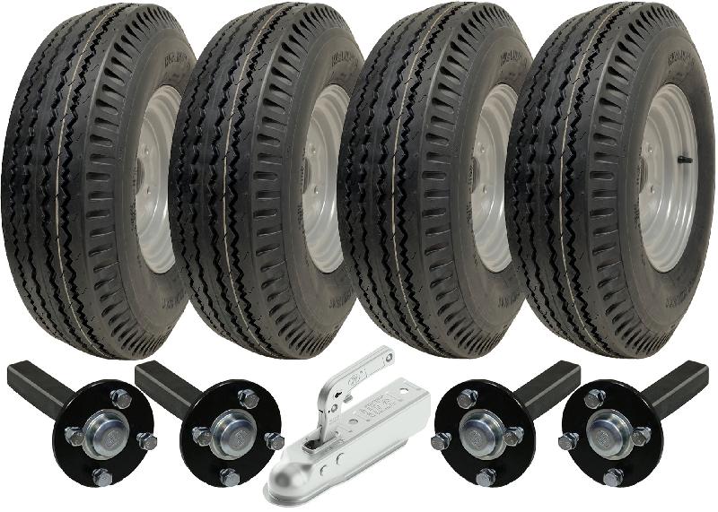 Kit remorque rapide à deux essieux 5.00-10 roues légales moyeu et fusée d'attelage_0