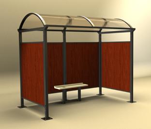 Abri fumeurs finition bois - dimensions 2,84 m x 1,6 m - structure en tube carré et toiture en polycarbonate_0