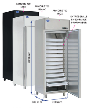 Armoire réfrigérée pâtisserie 700 - 600x400 - Intérieur/Extérieur inox - Groupe tropicalisé - Température -3°C à +8°C_0
