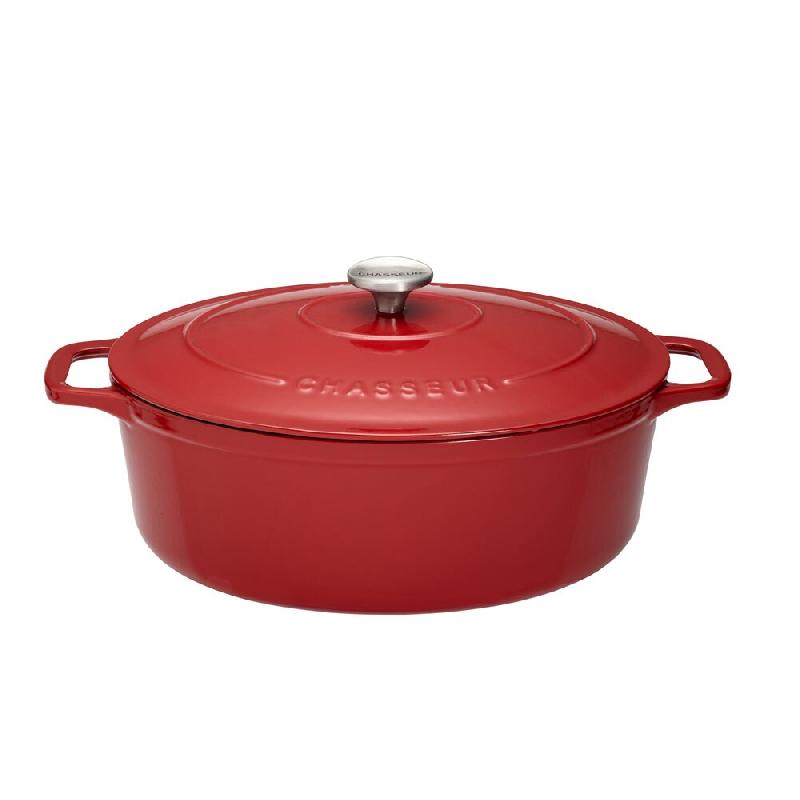Cocotte ovale 35 cm chasseur rouge uni interieur sable 850 cl Ovale Fonte émaillée Chasseur 43.5x27.5 cm - rouge 3244334735031_0