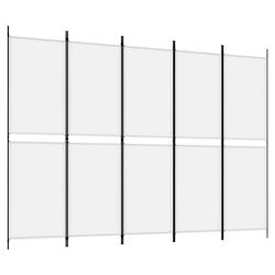 Décoshop26 - Paravent séparateur de pièce cloison 5 panneaux 250 x 180 cm tissu blanc et fer DEC030946 - blanc 3000258202406_0