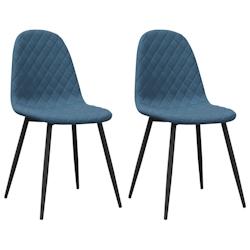 Décoshop26 - Set de 2 chaises de salle à manger coutures en losange en tissu velours bleu et métal DEC025484 - bleu 3000255276684_0